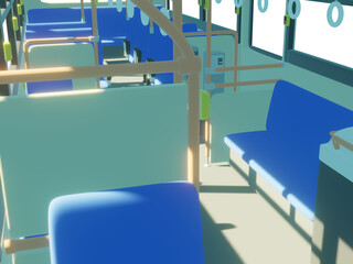 朝のバス車内　3D