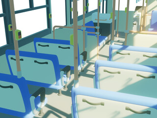 朝のバス車内　3D