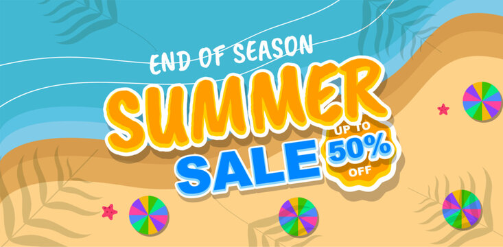 End of season summer sale discount banner promo design vector