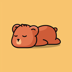 Cute sleeping bear cartoon illustration vector icon