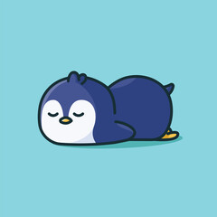 Fototapeta premium Cute sleeping penguin cartoon design illustration