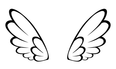 vector angel wings line art style	