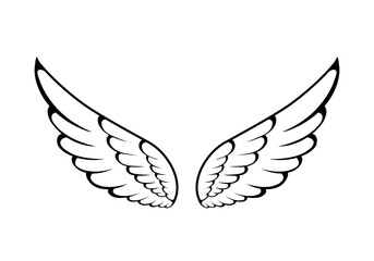 vector angel wings line art style	