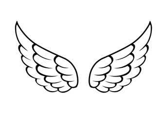 vector angel wings line art style	