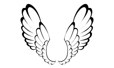 Naklejka premium vector angel wings line art style 