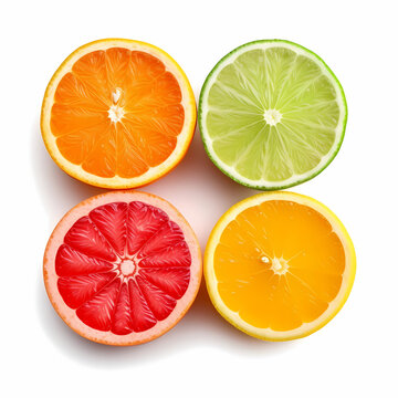 Citrus fruits isolated white