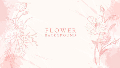 Elegant line style blossom floral design pink background