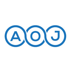 AOJ letter logo design on white background. AOJ creative initials letter logo concept. AOJ letter design.
