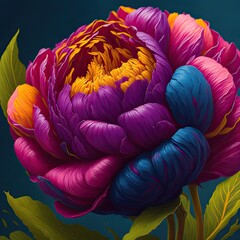 Cute Colorful peony. Portrait of a flower. generative AI