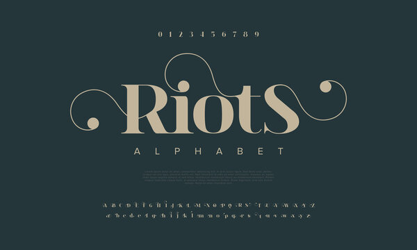 Elegant luxury abstract wedding fashion logo font alphabet. Minimal classic  urban fonts for logo, brand etc. Typography typeface uppercase lowercase and number. vector illustration