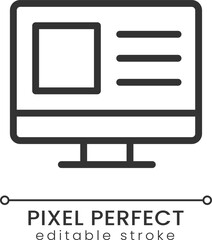 Website for business pixel perfect linear icon. Goods and services online. Marketplace. Thin line illustration. Contour symbol. Vector outline drawing. Editable stroke. Poppins font used