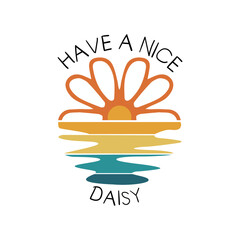 Colorful sunset themed Have a nice day daisy icon, minimal flower icon, graphic and logo