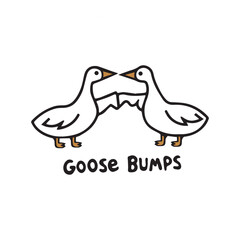 Two goose salute, charismatic goose on isolated background, goosebumps, graphic and logo design