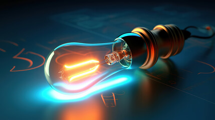 Hanging lightbulb with glowing Patent concept. Generative Ai