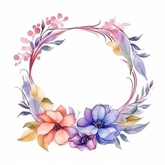 flower wreath for wedding, greeting, card, background, wallpaper, frame, Generative Ai