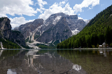 Fototapeta na wymiar Dolomite Mountains, Clouds and Lakes
