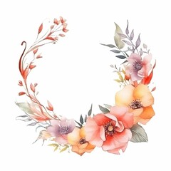Obraz na płótnie Canvas flower wreath for wedding, greeting, card, background, wallpaper, frame, Generative Ai