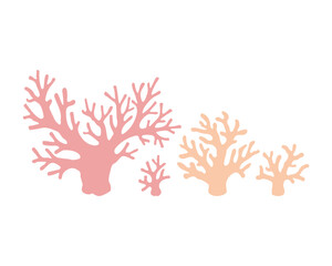 Corals of orange and pink colors in different sizes, marine or aquarium animal. Vector illustration icon in a flat style.