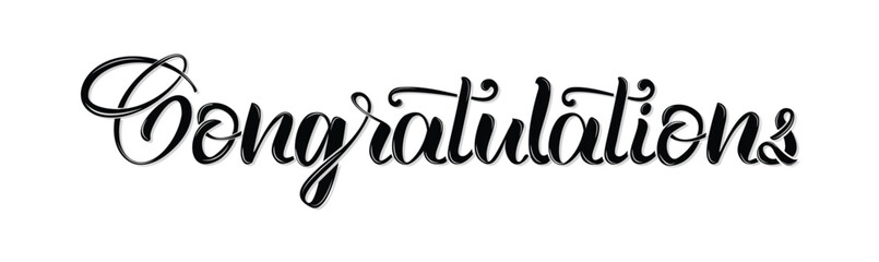 Fototapeta na wymiar Congratulations text. Handwritten modern brush lettering in black color on a transparent background. Great for cards, T-shirt print, banners, or posters. Isolated vector