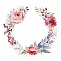 Fototapeta na wymiar flower wreath for wedding, greeting, card, background, wallpaper, frame, Generative Ai