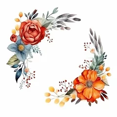 Meubelstickers flower wreath for wedding, greeting, card, background, wallpaper, frame, Generative Ai © Deep Ai Generation