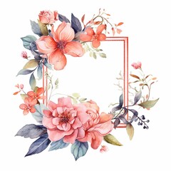flower wreath for wedding, greeting, card, background, wallpaper, frame, Generative Ai
