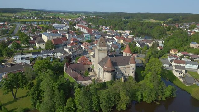 Amazing aerial top view flight 
Austria Heidenreichstein castle in Europe, summer of 2023. descending drone
4K uhd cinematic footage.