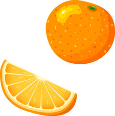 an orange and a slice of orange