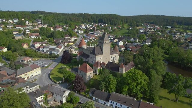 Best aerial top view flight 
Austria Heidenreichstein castle in Europe, summer of 2023. fly push in drone
4K uhd cinematic footage.