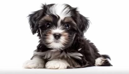 Shih Tzu puppy on a white background. Generated by AI.
