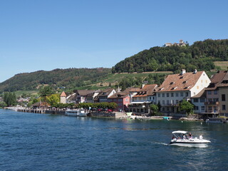 Riverside at STEIN am RHEIN town at canton Schaffhausen in Switzerland