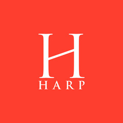 RED OR PINK H FOR HARP LOGO VECTOR FOR COMPANY, BRAND, BUSINESS, AND OTHER