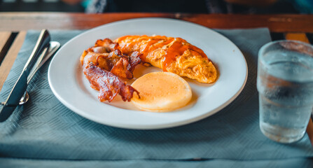 Breakfast served at the restaurant