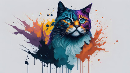Colorful cat, Generative AI