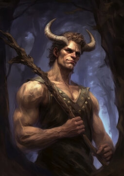 fantasy male satyr creature . Generative AI