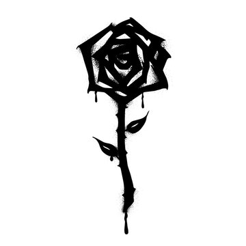 Sprayed rose graffiti . Street Art Rose Symbol monochrome. Vector Illustration eps 10 