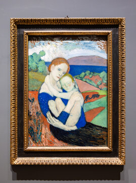 Motherhood (La Maternit&eacute;) by Pablo Picasso. It Was created in 1901 by Pablo Picasso in Post-Impressionism style. Exhibited in The National Gallery of London, United Kingdom