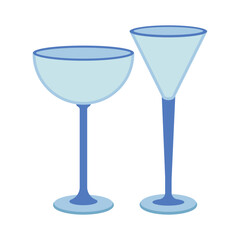 Dishes. A set of glass, cocktail, wineglass.