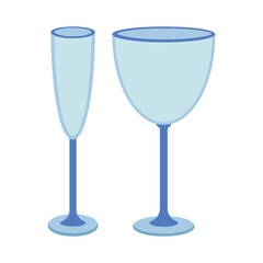 Dishes. A set of glass, cocktail, champagne, wineglass.
