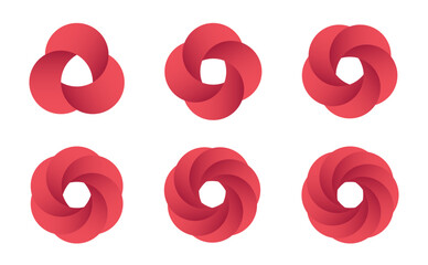 Red bright gradient circle vector logotype. Creative 3d ring, letter O, zero icon symbol logo design.