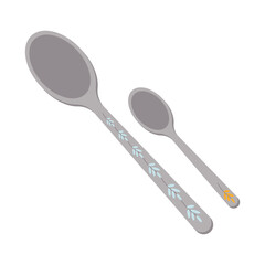 Dishes A set of kitchen spoons, a teaspoon, a tablespoon.