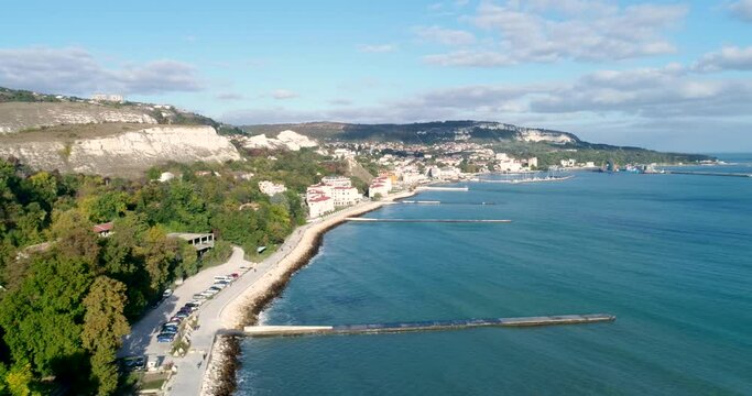 Aerial view of Balchik city in the Black sea, Bulgaria