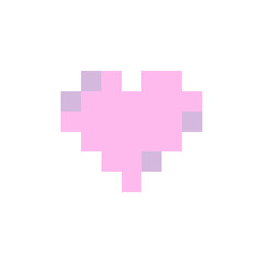 Obraz premium Pink heart in pixel art style. White background. Vector illustration