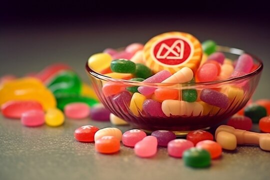 Picture of Candy and Sweets with a Warning. Generative AI