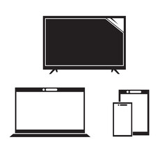 icon set, tv, laptop, pc, smartphone, tablet, isolated on a white background