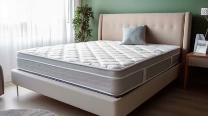 A white mattress with a flat surface in hotel- generative AI