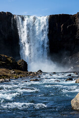 Gufufoss waterfall in east iceland near seydisfjordur in summer