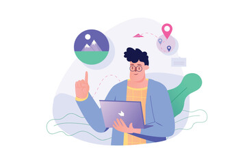 Concept travel with people scene