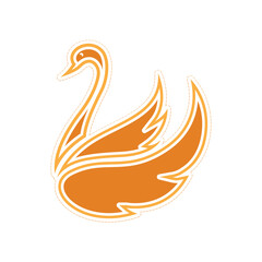 Vector illustration of a silhouette of a Swan flapping its wings