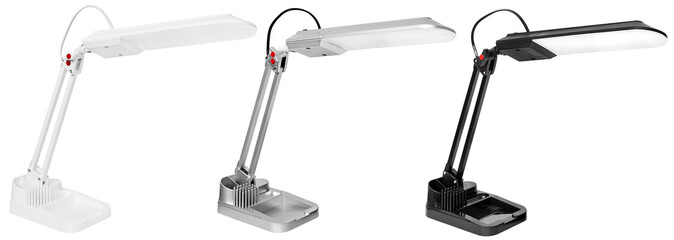 set of modern LED table lamp isolated